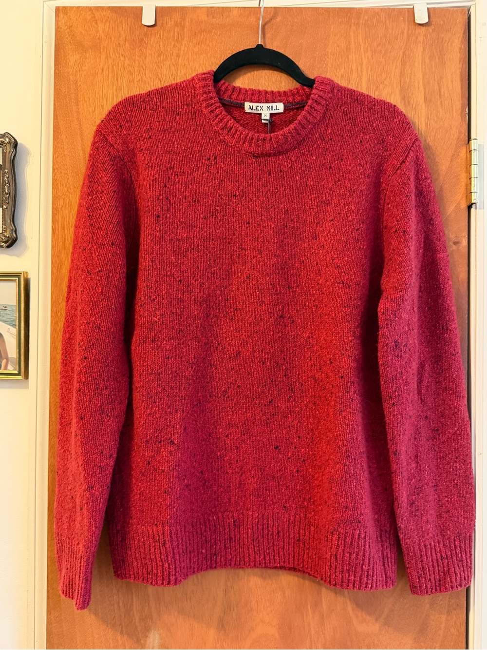 Alex Mill Men's Red Donegal Crewneck Sweater